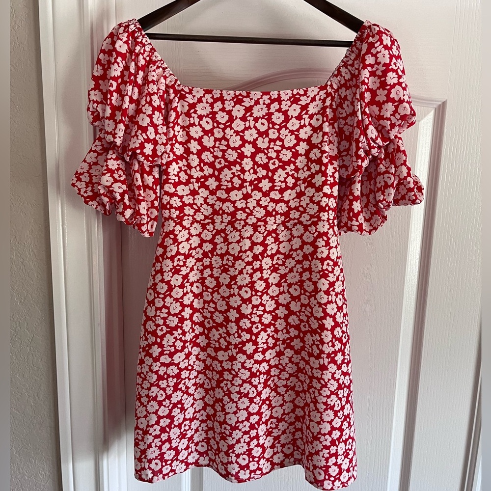 Puff Sleeve Floral Dress (S)